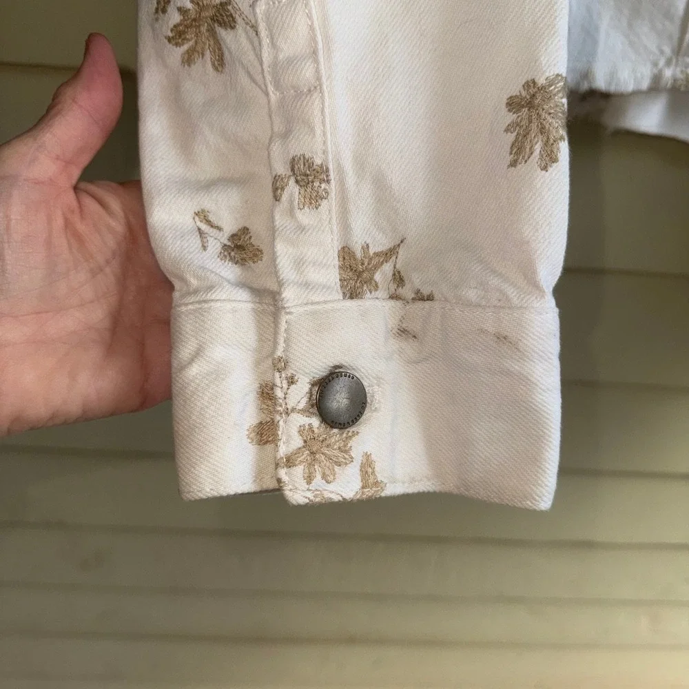 ZARA cropped denim embroidered jacket overshirt - Picture 7 of 10